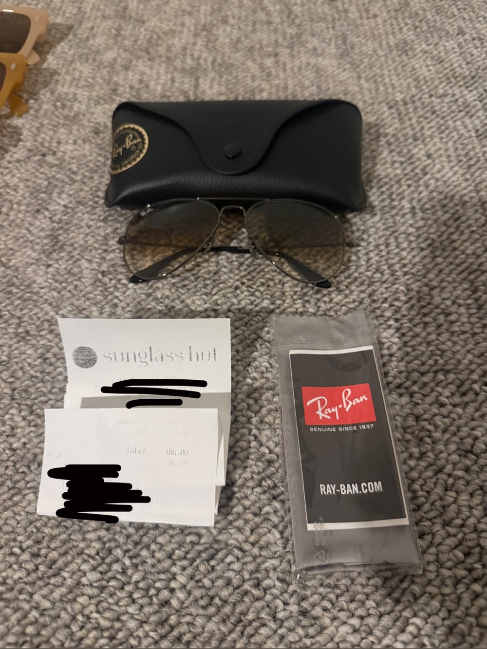 Ray-Ban Men’s Aviator Sunglasses - Black Frames with Brown Lenses